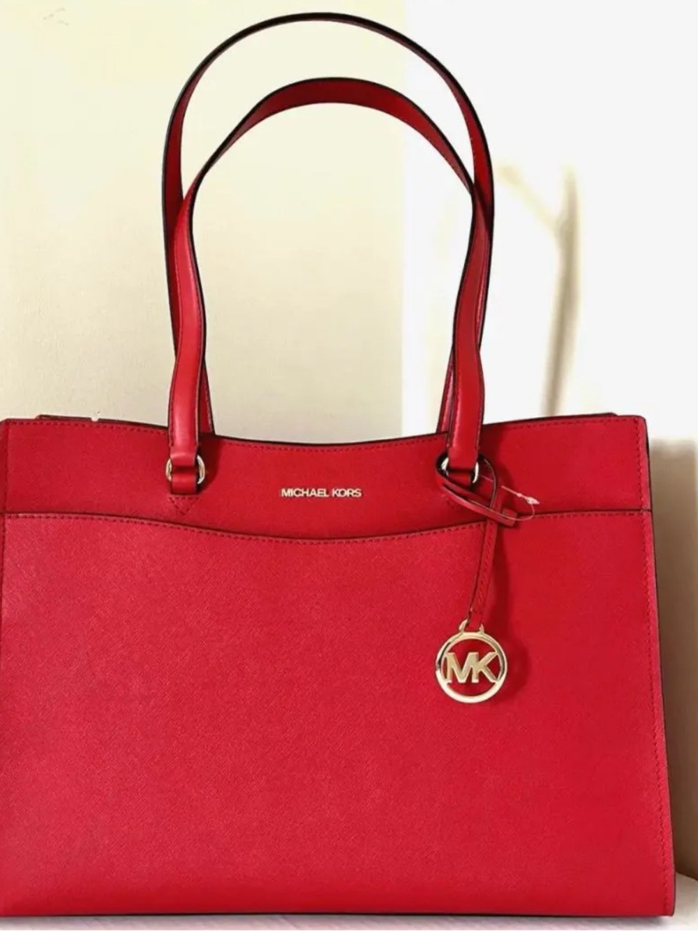 New Michael Kors Saffiano Tote- Red NWT